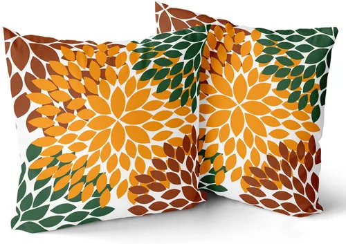 Vista 8 de Juego de 2 fundas de almohada de 18 x 18 pulgadas, diseño de dalias de color azul claro, modernas, rústicas, decorativas, de algodón, con Azul