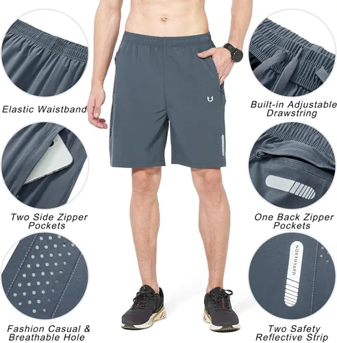 Vista 4 de NORTHYARD Pantalones cortos deportivos ligeros de secado rápido y de 7pulgadas para hombre, para senderismo, deportes, gimnasio, correr