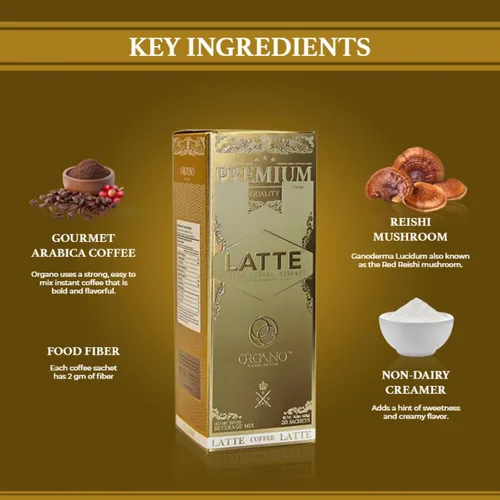 Vista 4 de 2 cajas ORGANO Gourmet Cafe Latte, 100% Ganoderma Lucidum certificado (40 bolsitas)