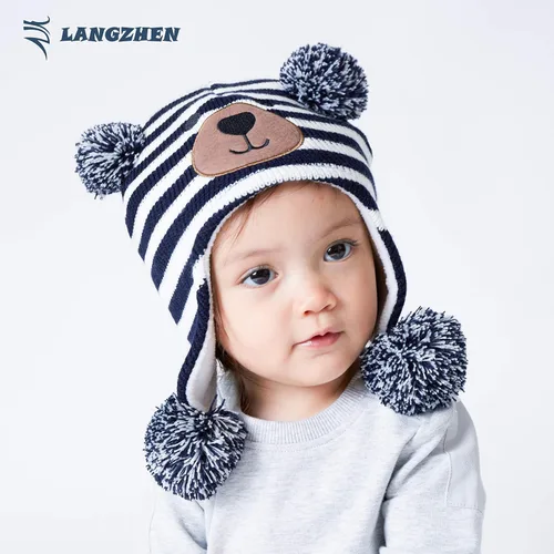 Vista 3 de LANGZHEN Gorro de invierno para niños pequeños gorro cálido con forro polar para bebés y niñas