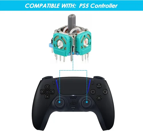 Vista 2 de Pulgares de repuesto compatibles con el controlador inalámbrico Playstation 5 DualSense piezas del módulo de joystick 3D tapas analógicas