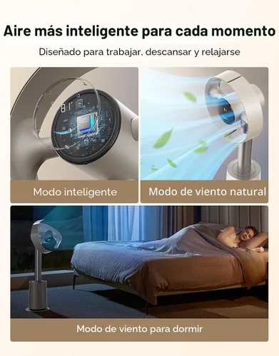 Vista 9 de DREAME Ventilador de torre sin aspas para dormitorio, ventilador de pie inteligente con flujo de aire espacial de 270° para circulación de Beige