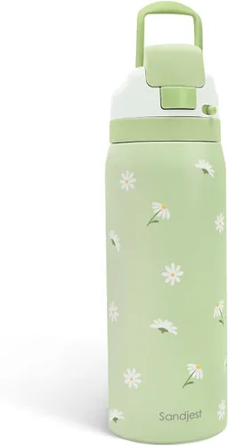 Vista 15 de Botella de agua de acero inoxidable con bandera estadounidense, aislada al vacío, tapa de botón, 32 onzas, regalos para patriota 4 de julio