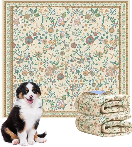 Vista 9 de Almohadillas lavables para orina para perros, paquete de 2 almohadillas reutilizables súper absorbentes para cachorros con patrones de flores