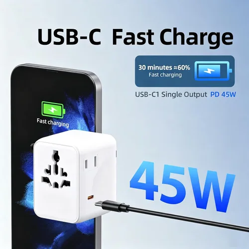 Vista 2 de Adaptador universal del viaje, enchufe europeo del viaje 45W