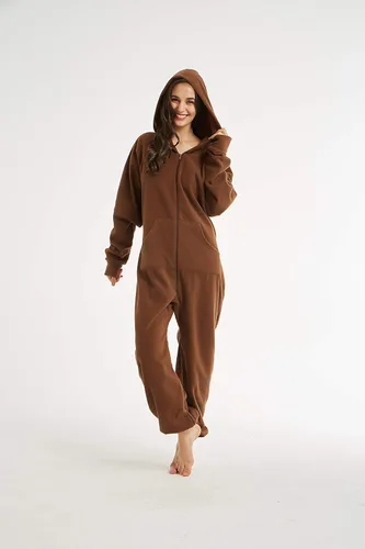 Vista 6 de XMASCOMING Pijama enterizo de una pieza para mujer y hombre con capucha y forro polar