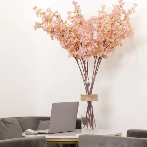 Vista 3 de Ramas artificiales de flor de cerezo, 4 piezas de 39 pulgadas, decoración de flor de cerezo sintética para decoración de mesa de boda, florero