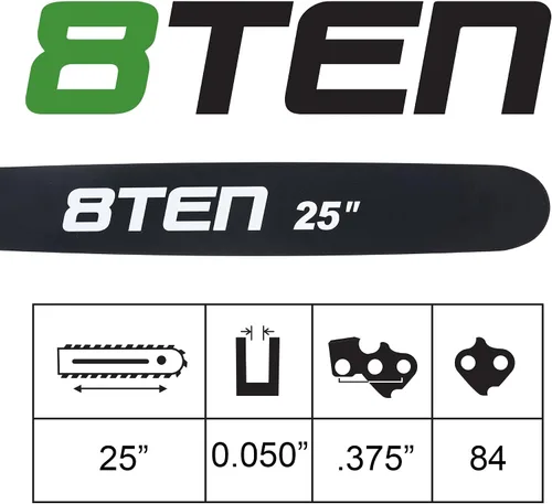 Vista 6 de 8TEN Barra guía de motosierra de 25 pulgadas, cadena .050 3/8 84DL para Stihl 066 044 088 064 026 029 036 028 046 032 034 Hardnose