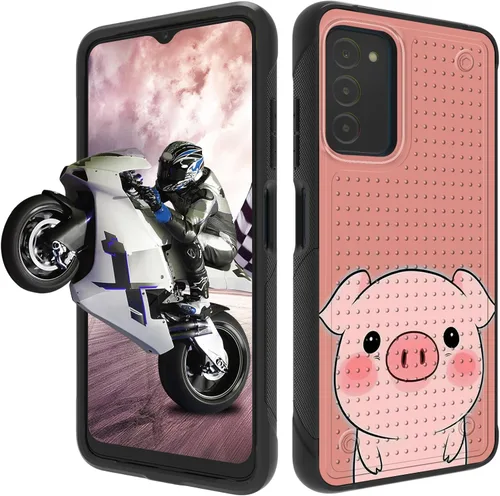 Vista 64 de Funda protectora resistente de doble capa para Samsung A14 5G (parte trasera con textura antideslizante), TPU suave a prueba de golpes, para Samsung