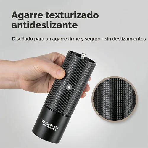 Vista 7 de Molinillo de café manual, rebaba cónica de acero inoxidable con ajuste ajustable, doble rodamiento, capacidad máxima de 0.88 onzas, molinillo