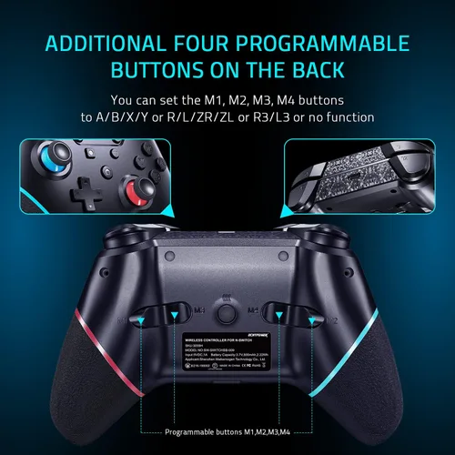 Vista 3 de Controlador Switch Pro para Nintendo SwitchSwitch LiteSwitch Oled controlador inalámbrico ECHTPower con botones personalizados turbo vibración