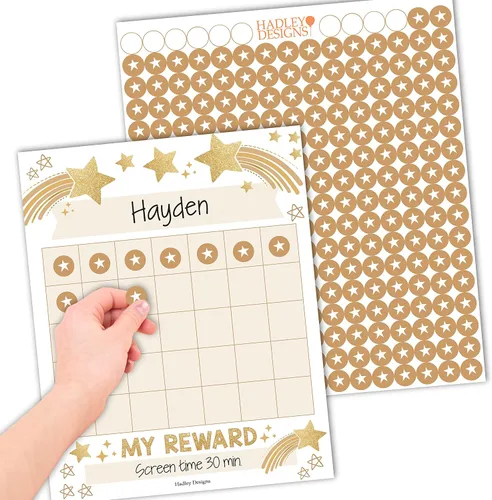 Vista 9 de Hadley Designs Tabla de calcomanías para el comportamiento de los niños en casa - Tabla de recompensas de calcomanías para niños, gráficos