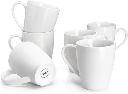 Vista 9 de Sweese Tazas de café de porcelana – 16 onzas (arriba al borde) para café, latte, té, cacao, juego de 4, negro
