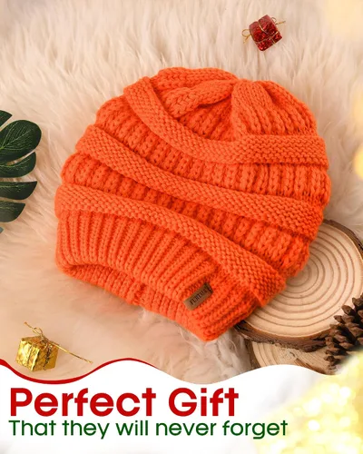Vista 9 de FURTALK Gorro de invierno para mujer, con forro de satén, tejido trenzado, grueso, holgado, gorro cálido