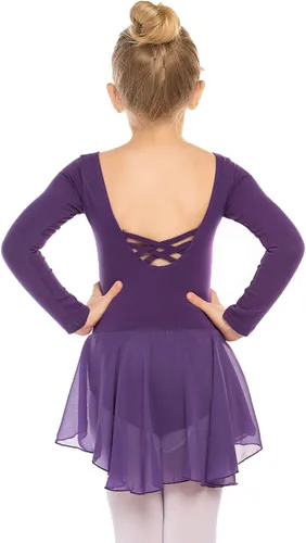 Vista 13 de Arshiner Vestido de ballet clásico de manga larga para niñas Negro