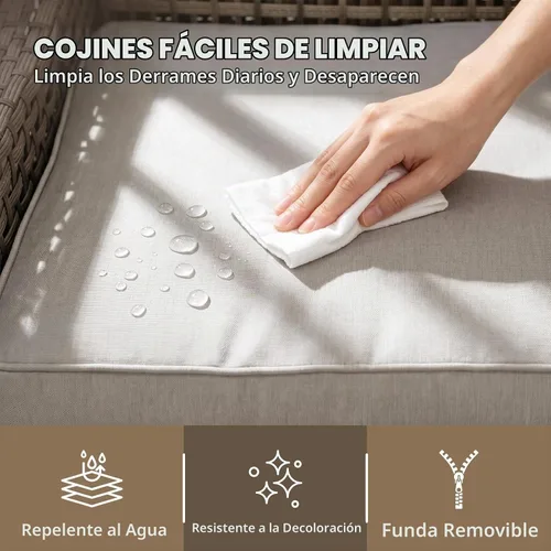 Vista 3 de EAGLE PEAK Sofá de mimbre para patio al aire libre, muebles modernos de ratán para patio, terraza, porche, balcón, sofá de 3 asientos, marrón/gris