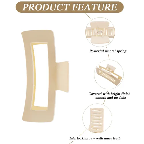 Vista 6 de Paquete de 4 pinzas para cabello extra grandes para mujeres, pinzas brillantes de sujeción fuerte de 5 pulgadas para cabello grueso y largo, clips