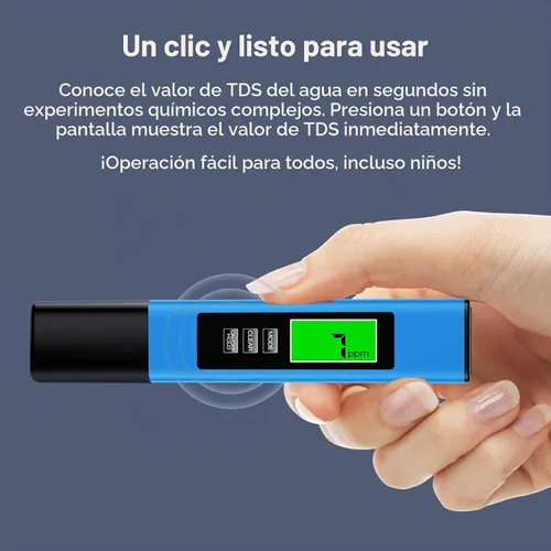 Vista 5 de Medidor TDS Digital de Agua 4 en 1 Completamente Nuevo 2025 - Probador de Agua Digital Preciso y Confiable TDS EC y Temp(°C,°F) - 0-9999ppm Azul