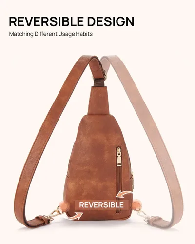 Vista 188 de Telena Riñonera pequeña para mujer, de cuero, cangureras, bolsa de pecho para mujer
