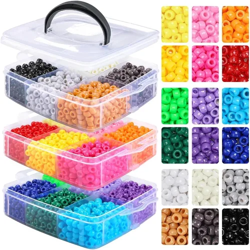 Vista 10 de IOOLEEM Cuentas de poni multicolor a granel, kit de 4000 piezas para pulseras de amistad y fabricación de joyas, fácil almacenamiento 11 Multicolor