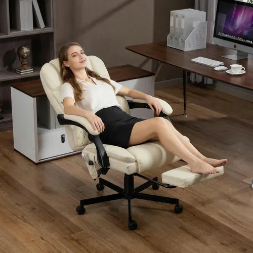 Vista 2 de Silla de oficina de masaje con reposapiés, sillas ejecutivas de calefacción por vibración de 6 puntos, silla ejecutiva ergonómica para oficina