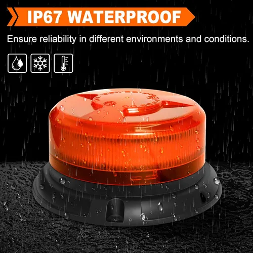Vista 9 de Luz estroboscópica ámbar de 9 patrones magnéticos para camiones y quitanieves 24 LED de cobertura de 360°, cable de 10 pies, imán fuerte, 12-24 V