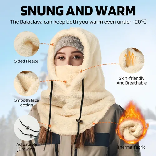 Vista 3 de Balaclava, Winter Face Mask for Men Women Hat Neck, Windproof Fleece Ski Mask Warm Face Cover Scarf Sporty Street Fashion