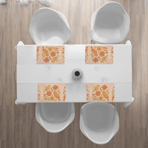 Vista 7 de Rectangular Placemats Set of 4, Heat Resistant Abstract Flowers Printed Kitchen Dining Table Mats