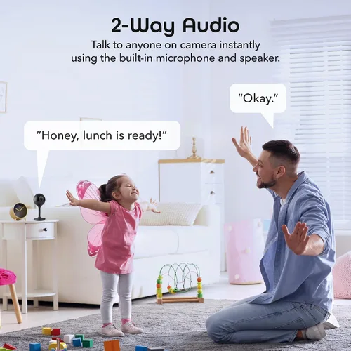 Vista 5 de Geeni Look 2K 4MP Cámara de seguridad inteligente para interiores – 1440p Ultra HD WiFi Monitor para mascotas y bebés con audio de 2 vías, zonas