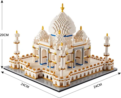 Vista 5 de Juego de construcción de micro minibloques de arquitectura Taj Mahal, colección de puntos de referencia, kits de modelo, juguetes de idea