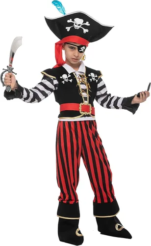 Vista 4 de Spooktacular Creations Disfraz de capitán feroz pirata con accesorios para fiestas temáticas infantiles, Halloween