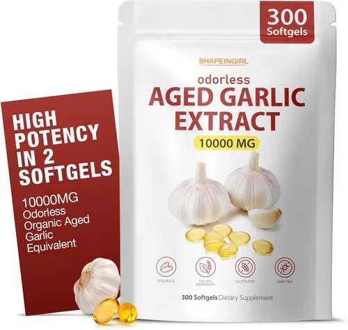 Vista 8 de Extracto de ajo añejo: 10000 mg de suplementos de ajo orgánico inodoro para bienestar diario y rutinas de bienestar cardiovascular, apoya la salud