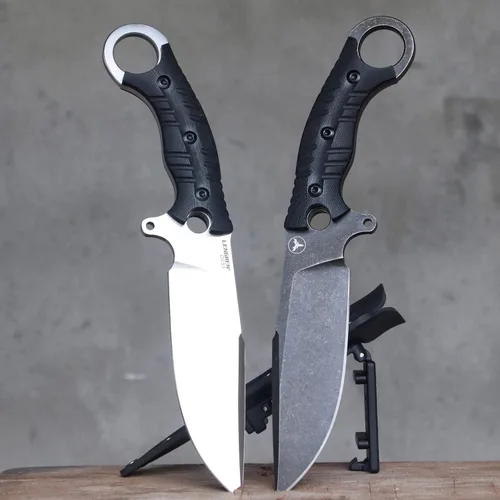 Vista 2 de Cuchillo de hoja fija de 12.2 pulgadas, mango de acero G10 DC53, cuchillo de garra para exteriores, herramientas EDC de campamento, fundas Kydex