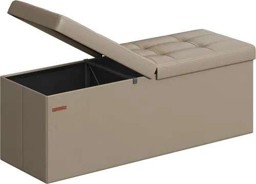 Vista 32 de Songmics Funda de piel sintética plegable – Banco de almacenamiento otomano reposapiés