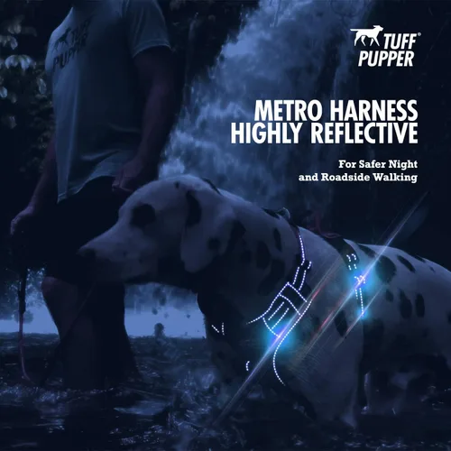 Vista 4 de Tuff Pupper Arnés para perro sin tirones, chaleco resistente para mascotas, clips para correa delantera y trasera, mango de seguridad fuerte