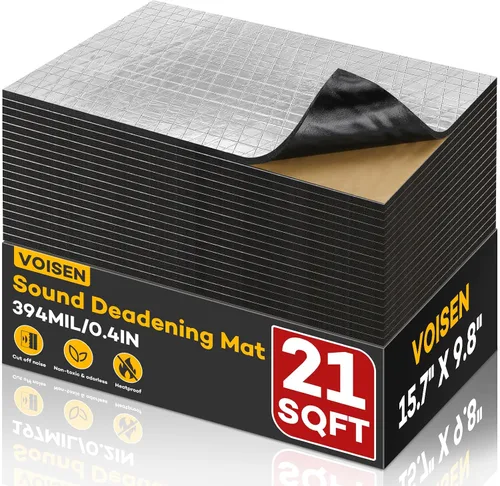 Vista 9 de VOISEN Material de Amortiguamiento de Sonido para Autos, 197 mil (5mm) 21 pies cuadrados, Atenuador de Sonido Automotriz con Acabado de Hoja