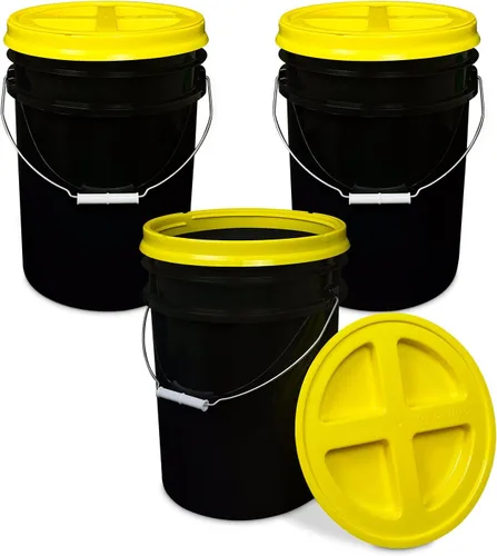 Vista 35 de ePackageSupply - Cubo de 5 galones, grado alimenticio, sin BPA, color negro y negro, 1 unidad Negro/Negro