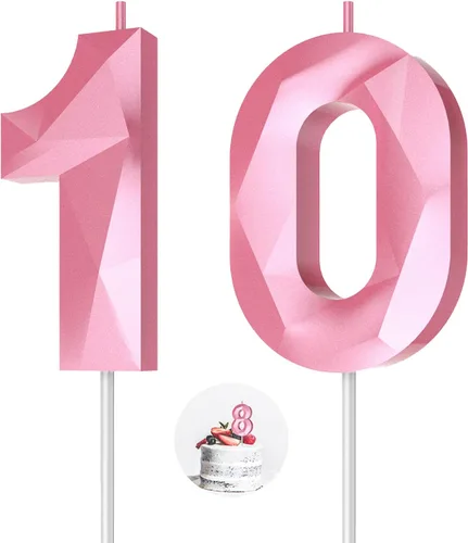 Vista 74 de Velas de cumpleaños con números (0 velas negras), forma de diamante 3D, decoración de pastel de feliz cumpleaños para niños y hombres, cumpleaños