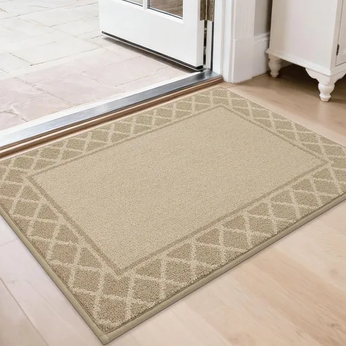 Vista 12 de BEQHAUSE Tapete para puerta atrapador de suciedad, antideslizante, absorbente, de bienvenida, de bajo perfil, lavable, para patas fangosas, entrada