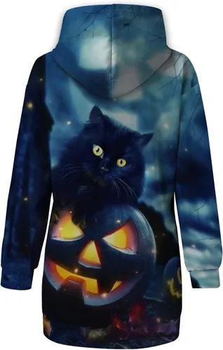 Vista 4 de Vestido de Halloween para mujer 2022 con capucha para otoño e invierno
