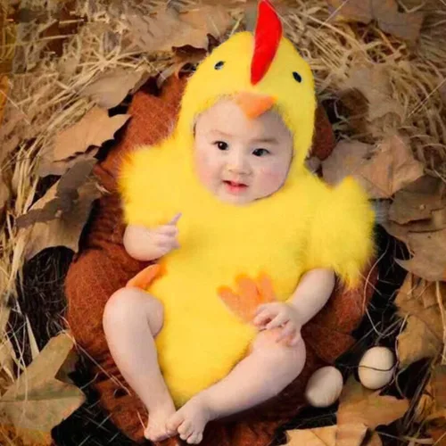 Vista 3 de LERORO Disfraz unisex para bebé recién nacido disfraz de pollo para fotografía para niños y niñas disfraz de pollo para niños pequeños de Pascua