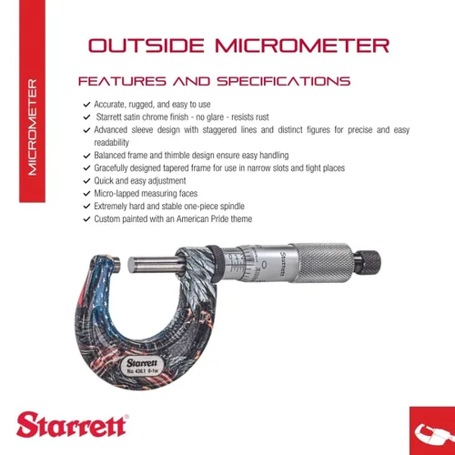 Vista 2 de Starrett Micrómetro digital exterior, rango de 0-1", graduación de .0001