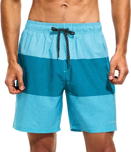 Vista 2 de HODOSPORTS Mens Swimsuit Trunks 7" Quick-Dry Swim Shorts with Compression Liner and Zipper Pockets