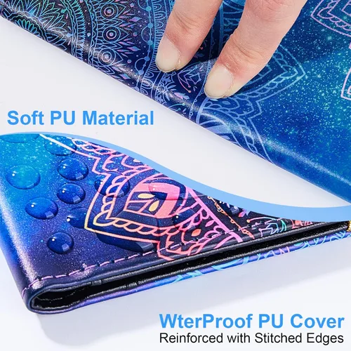 Vista 5 de Funda de chequera para chequera personal, funda de registro RFID con soporte para bolígrafo y divisor de plástico transparente integrado