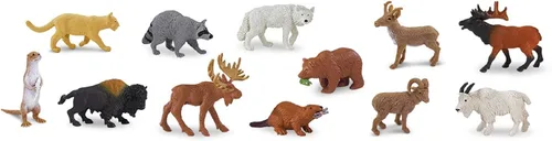 Vista 3 de Vida salvaje de Toob Safari Ltd con 12 figuras de animales salvajes favoritos de América del Norte como un león montañés, lobos, alces, ariete
