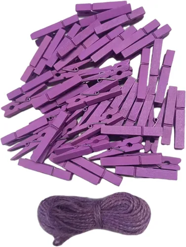 Vista 13 de Pinzas de madera negras de 1.9 pulgadas para fotos de Halloween, manualidades, manualidades, tendedero, clips de lavandería con cordel de yute