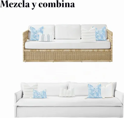 Vista 4 de Hofdeco Premium - Funda decorativa para cojín de estilo Coastal Hampton, para patio, interior y exterior, de 18 x 18 pulgadas, resistente al agua
