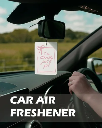 Vista 4 de Coquette Girly Western Cologne Ambientador para el Coche 4 Piezas, Ambientador Colgante con Lazo de Vaquera Preparada, Aroma a Cereza, para Coches