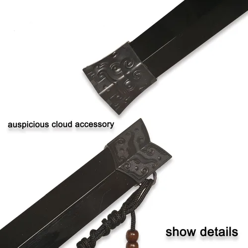 Vista 4 de 39" Plastic Martial Arts Polypropylene Training Katana Practice Sword, Black Chinese Tang Dynasty Style Dragon Pattern Decorated Sword with Scabbard