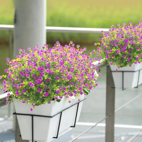 Vista 6 de Grunyia 20 paquetes de flores artificiales resistentes a los rayos UV, flores falsas que no se decoloran, plantas sintéticas para jardín, porche